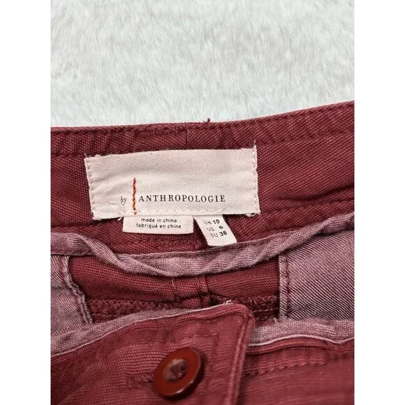 Anthropologie Pants Women Size 6 Maroon Red Ankle Side Striped - Picture 4 of 15